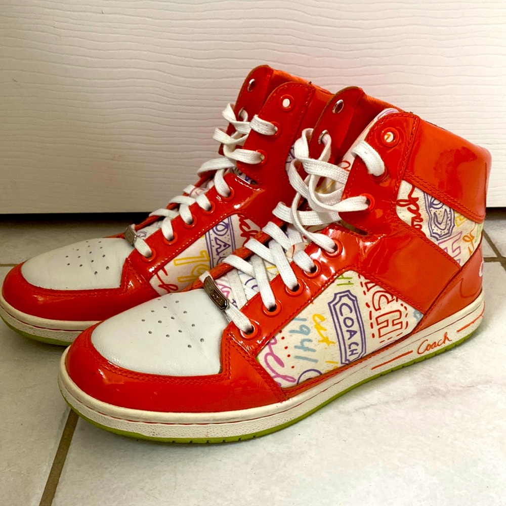 Vibrant colored size 10 Coach high tops!